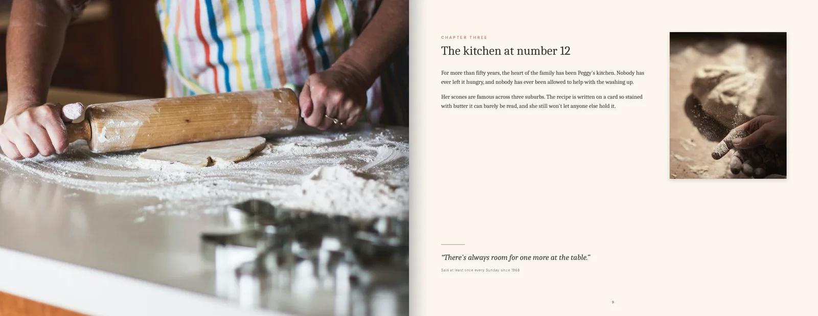 Sample gift book pages: Chapter three: her famous kitchen