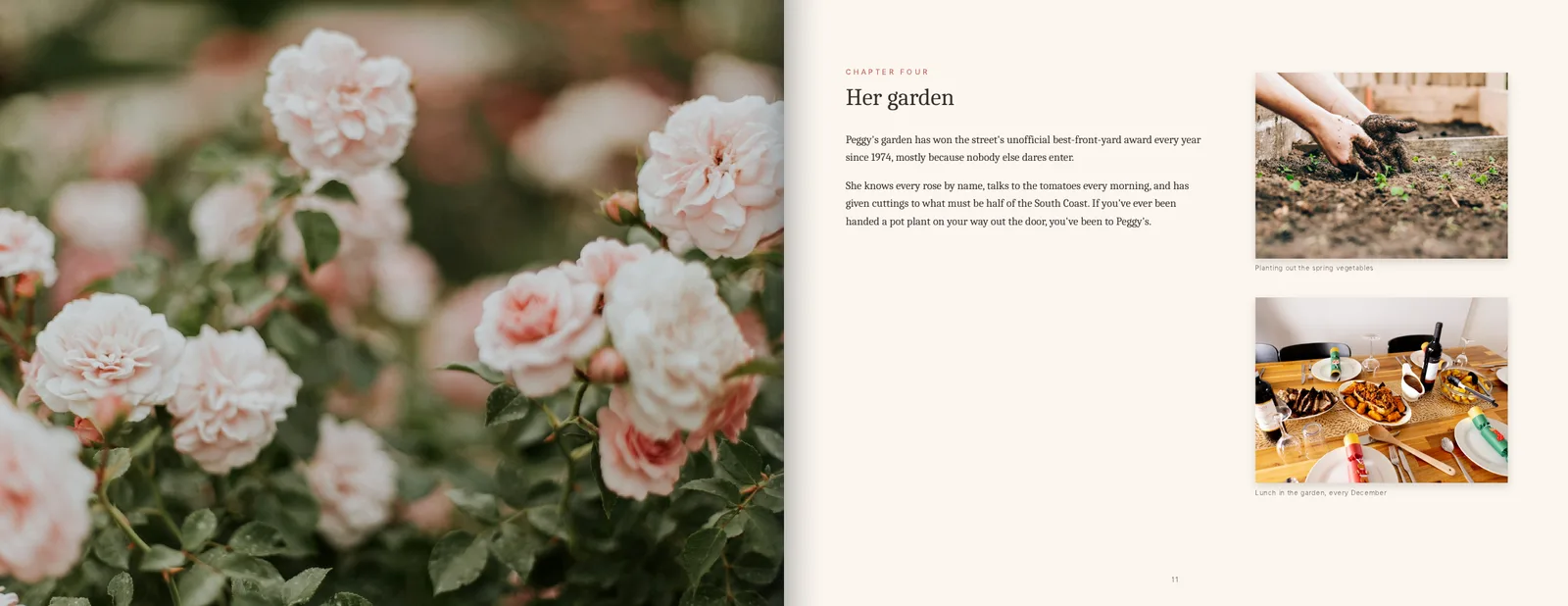 Sample gift book pages: Chapter four: her garden