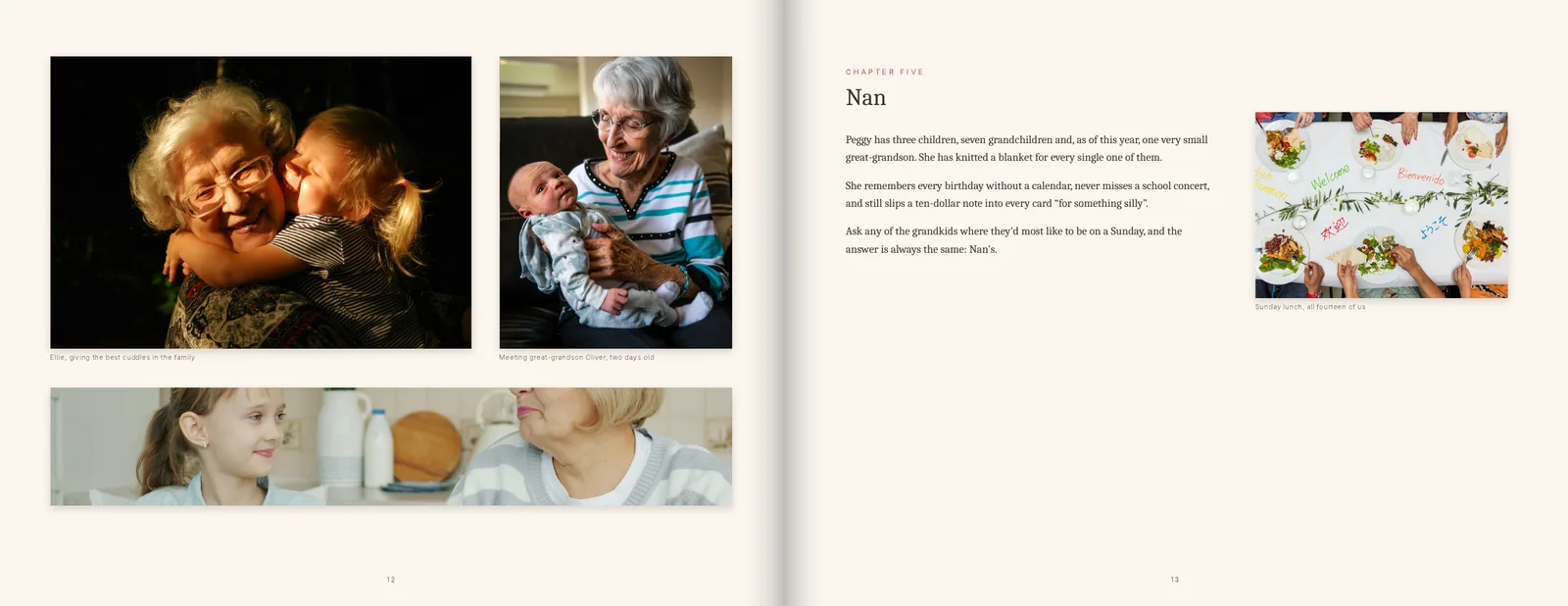 Sample gift book pages: Chapter five: the grandkids and great-grandkids