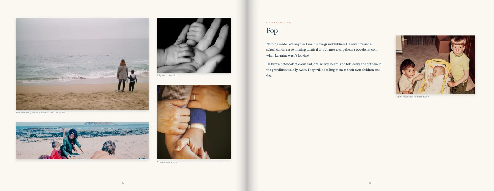 Sample memory book pages: Chapter five: grandchildren and family photos